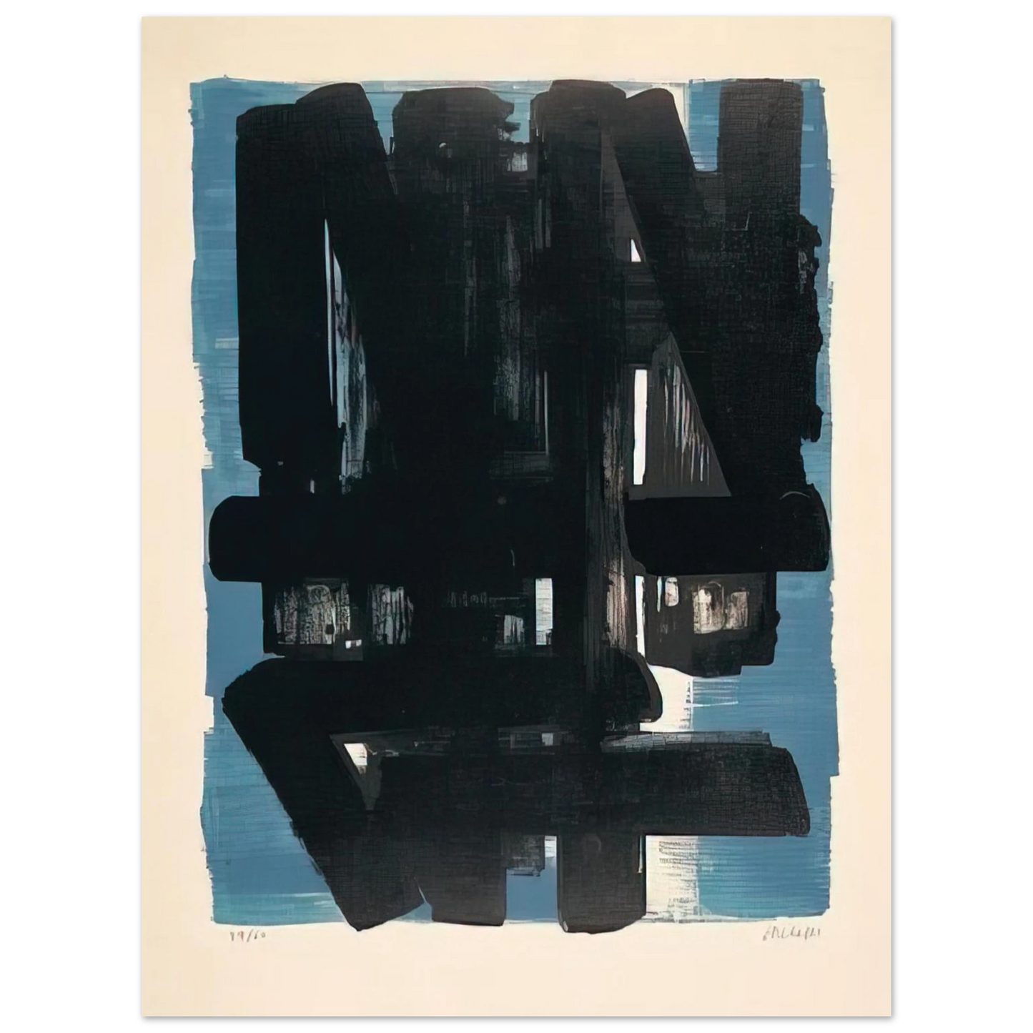 Pierre Soulages - Lithographie No. 5 - 1957  75x100 cm / 30x40inches Fine Art Poster