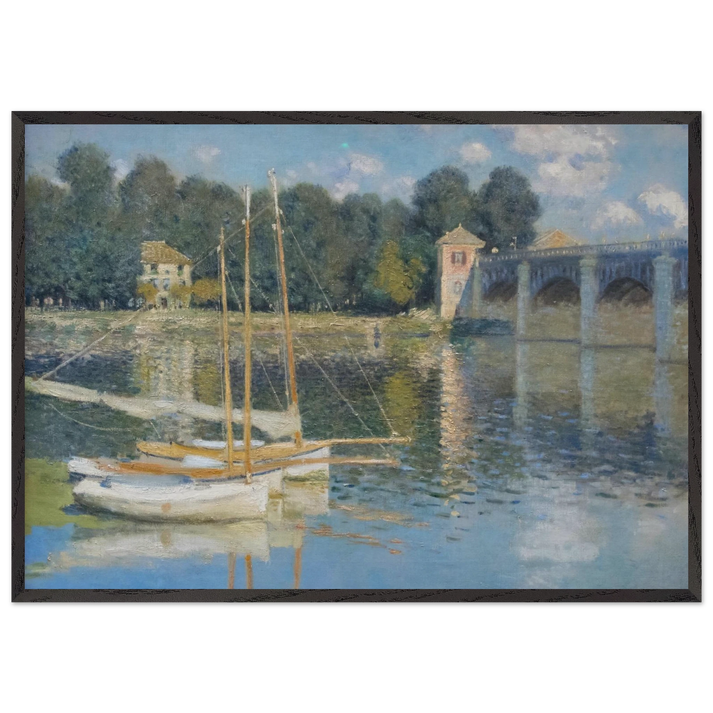 The Bridge at Argenteuil - claude monet 70x100 cm / 28x40 inches Framed Art Print – Black Wooden Frame