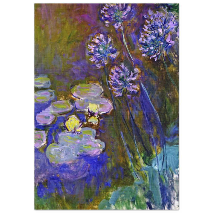 Water Lilies and Agapanthus - claude monet Brushed Aluminum Print - 70x100 cm / 28x40 inches | claude monet Aluminum Print | claude monet Prints