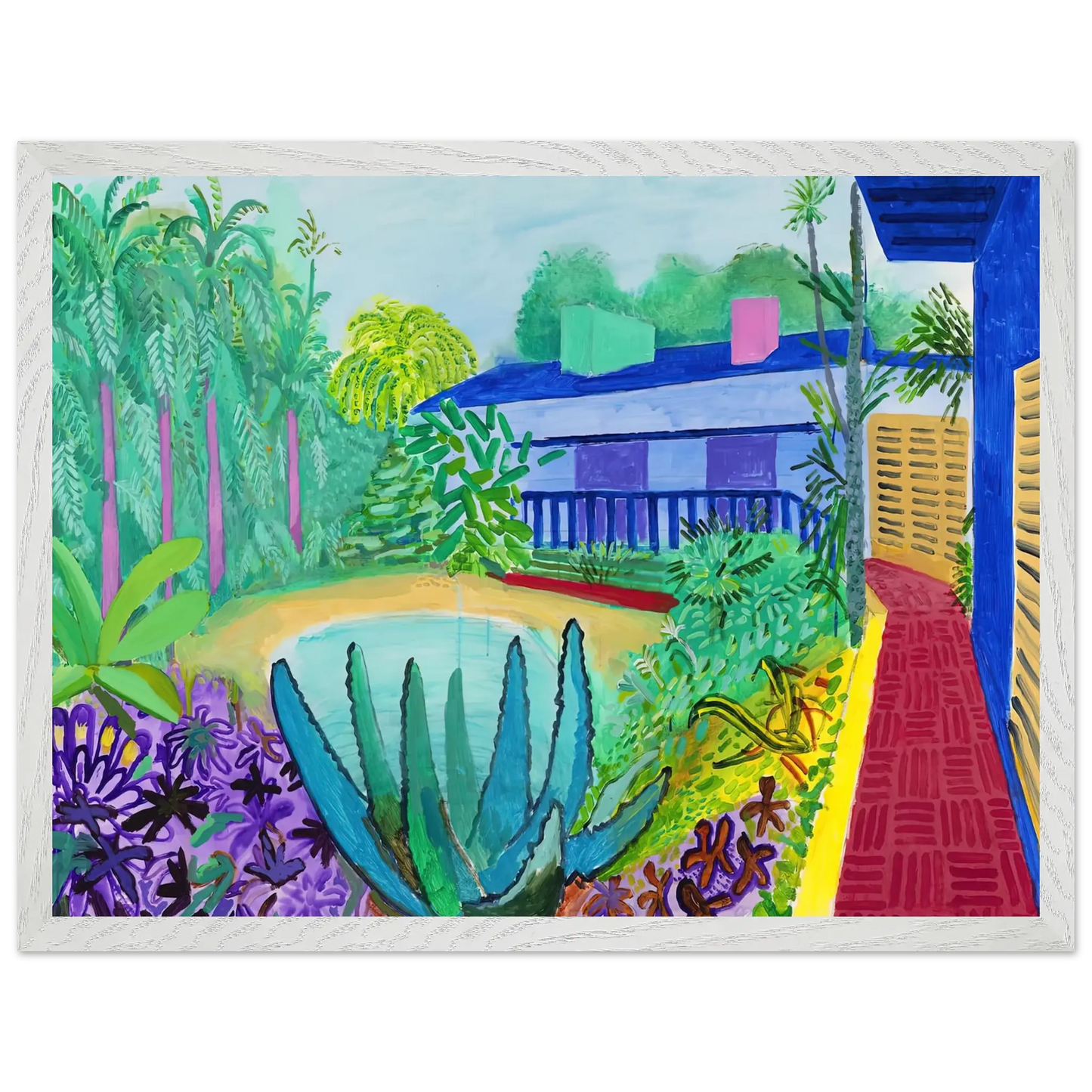 David Hockney - David Hockney Wall art - A1 (59.4 x 84.1  cm) - Premium Wooden Framed Poster With Fine Art Paper - White frame