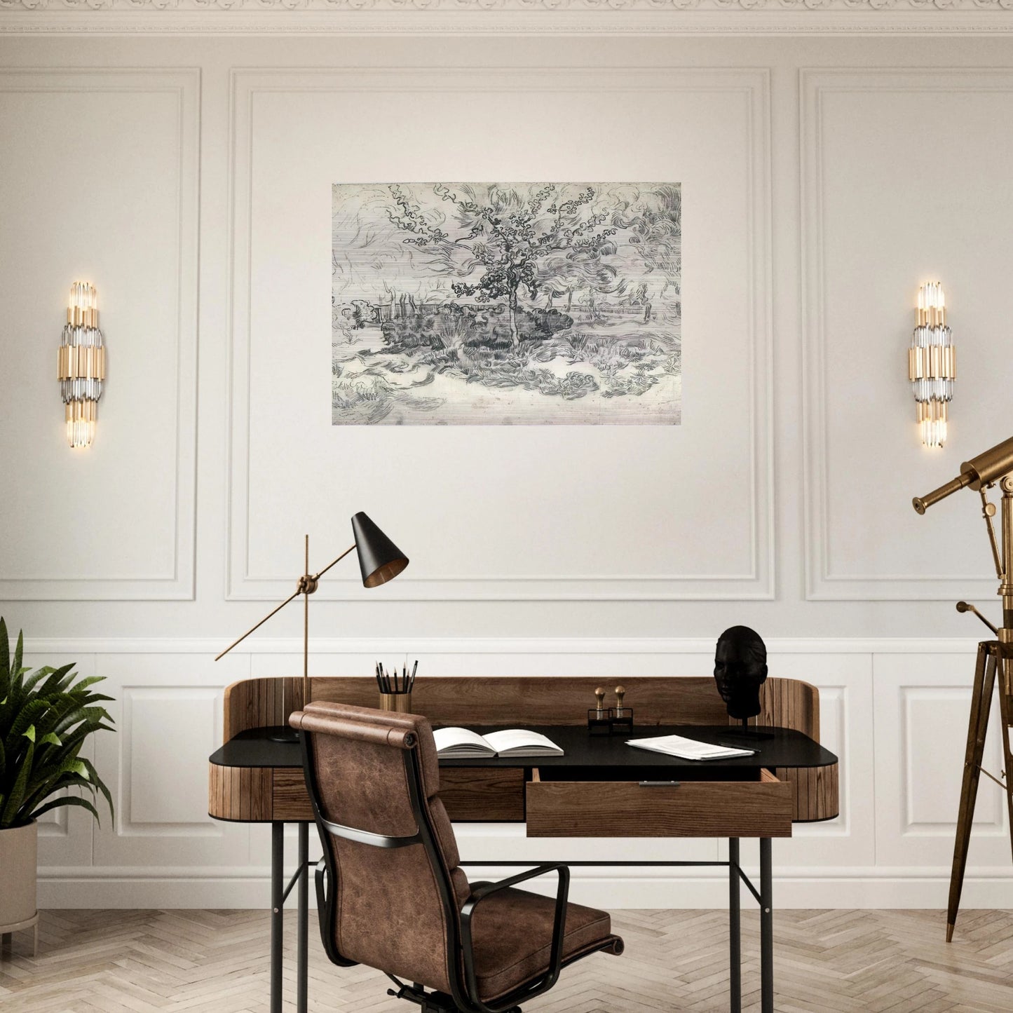 Garden of the Asylum - Vincent van Gogh Brushed Aluminum Print - 70x100 cm / 28x40 inches | Vincent van Gogh Aluminum Print | Vincent van Gogh Prints