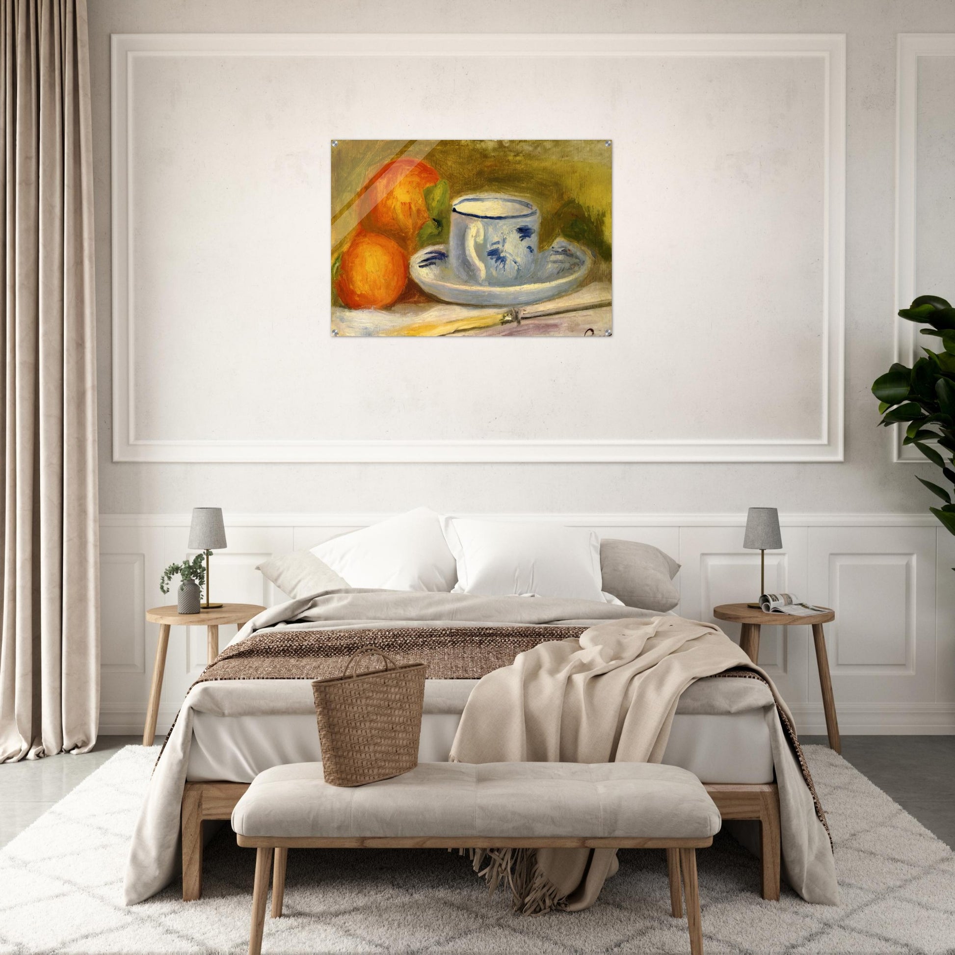 Cup and Oranges - Pierre-Auguste Renoir Acrylic Print - 70x100 cm / 28x40″ inches