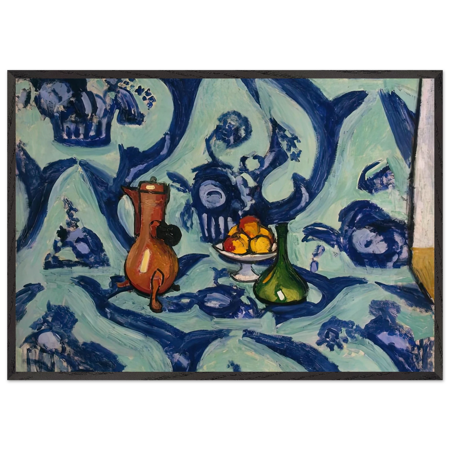 STILL LIFE WITH BLUE TABLECLOTH 1906 - Henri Matisse 70x100 cm / 28x40 inches Framed Art Print – Black Wooden Frame