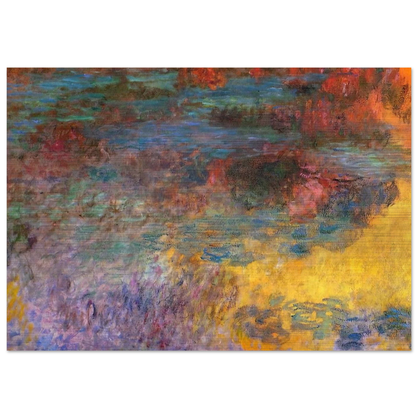 Water Lily Pond, Evening left panel - claude monet Brushed Aluminum Print - 70x100 cm / 28x40 inches | claude monet Aluminum Print | claude monet Prints