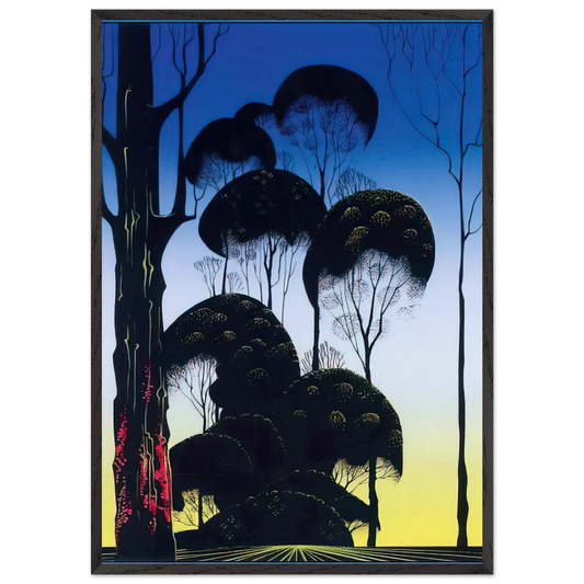 Sunrise N1 - Eyvind Earle 70x100 cm / 28x40 inches Framed Art Print – Black Wooden Frame