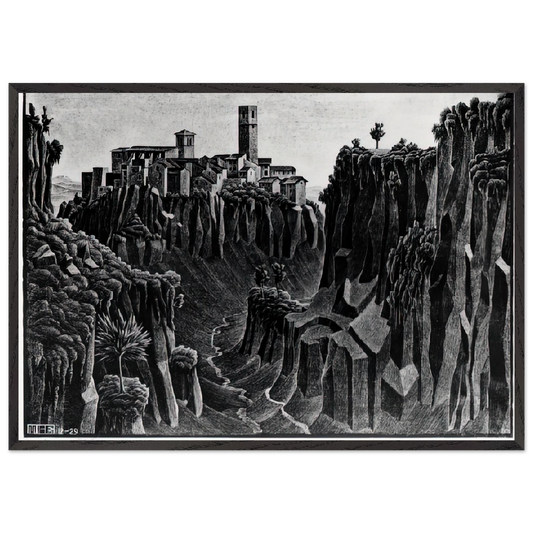 CIMINO BARBARANO - MC Escher 70x100 cm / 28x40 inches Framed Art Print – Black Wooden Frame | Maurits Cornelis Escher Prints