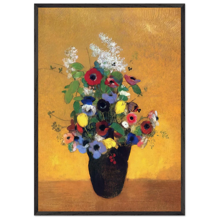 FLOWERS 2 - Odilon Redon 70x100 cm / 28x40 inches Framed Art Print – Black Wooden Frame