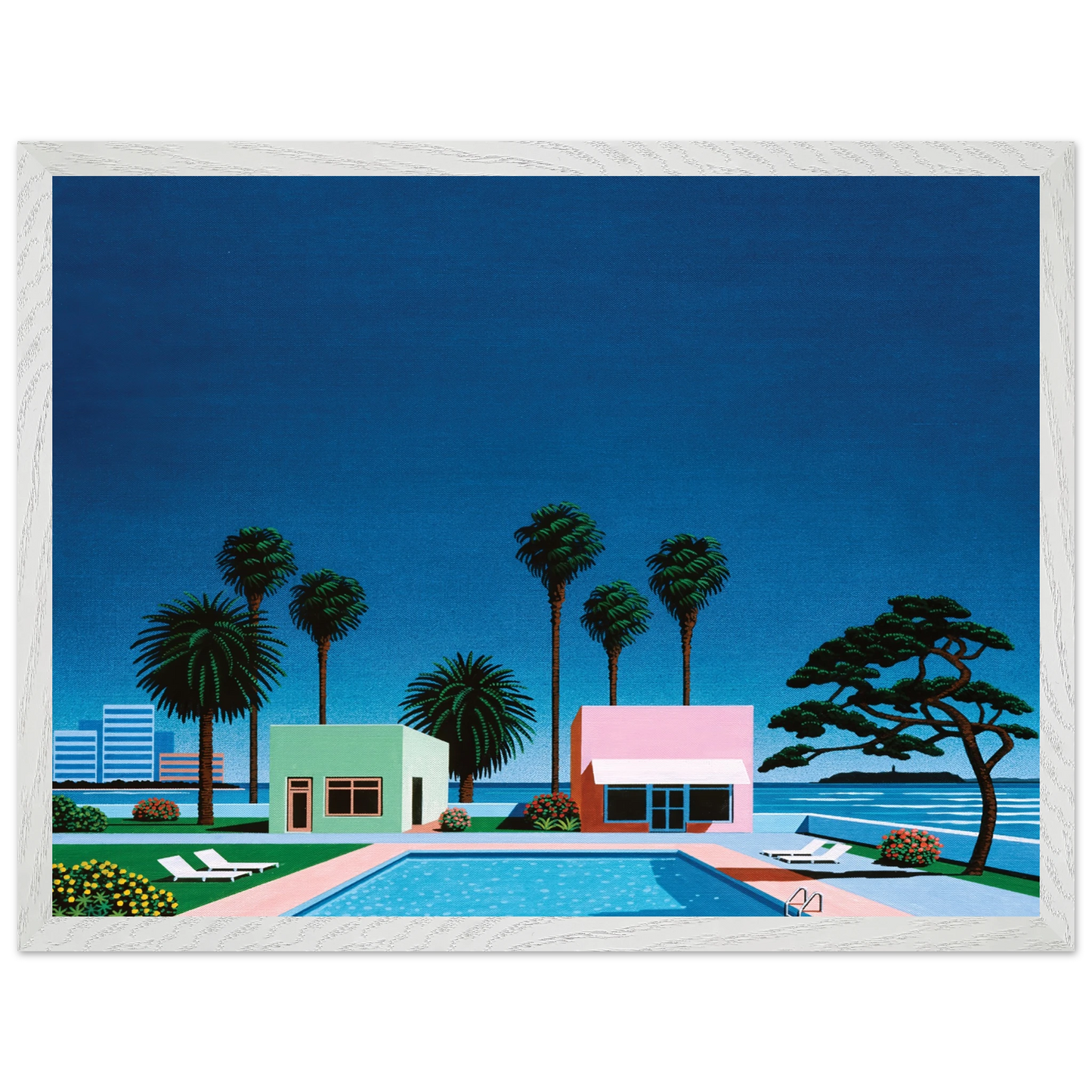 Hiroshi Nagai - Pacific Breeze Wall Art - 30x40 cm / 12x16 inches - Premium Wooden Framed Poster With Fine Art Paper - Black frame