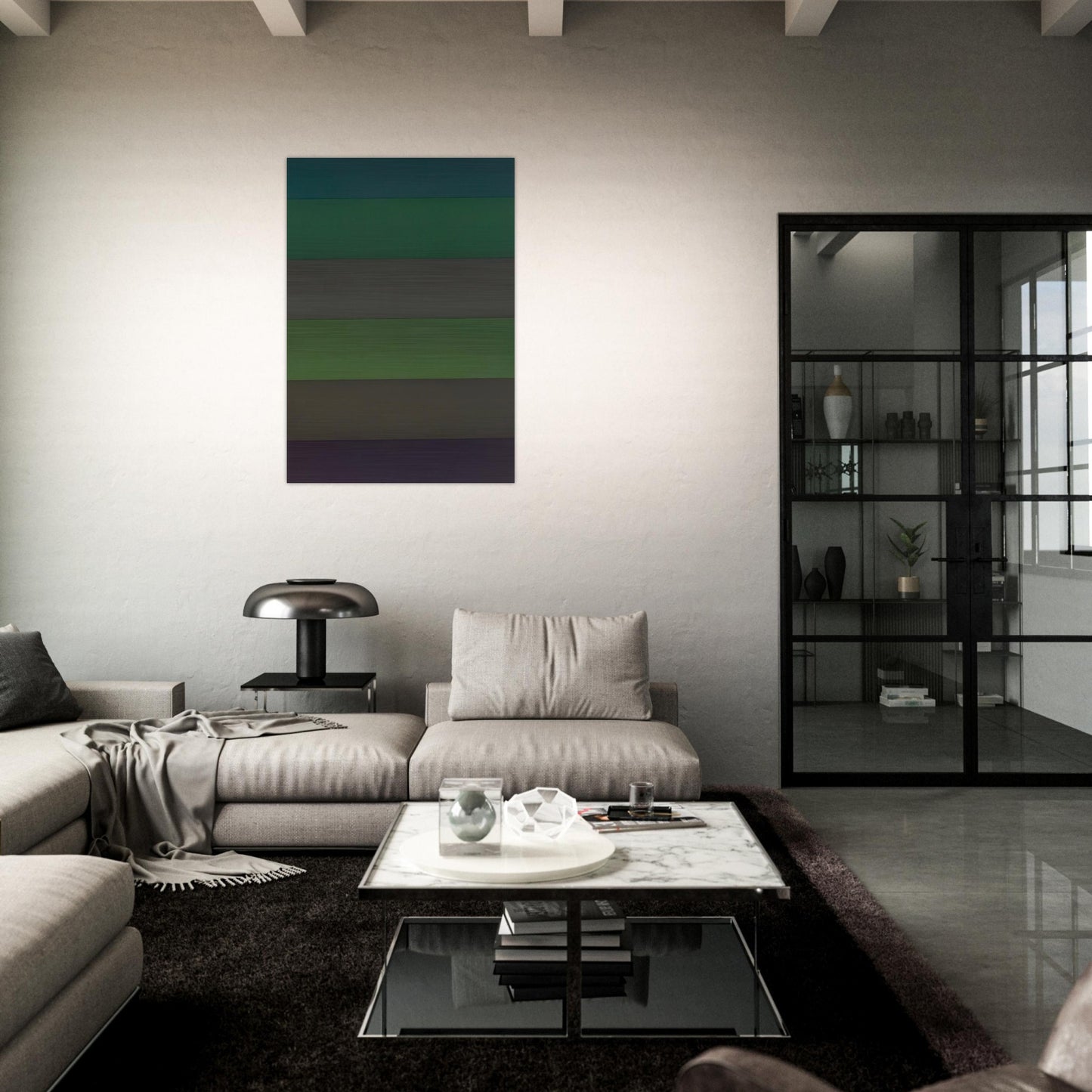 Horizontal Bands with Colors Superimposed - Sol LeWitt Brushed Aluminum Print - 70x100 cm / 28x40 inches | Sol LeWitt Aluminum Print | Sol LeWitt Prints