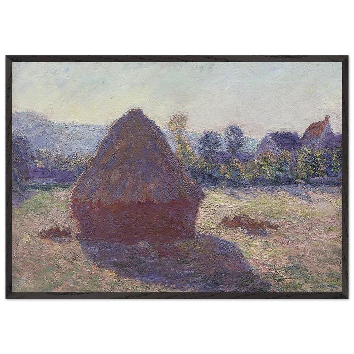 A Haystack in the Evening Sun - claude monet 70x100 cm / 28x40 inches Framed Art Print – Black Wooden Frame