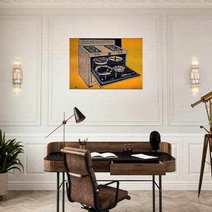 KITCHEN RANGE 1962 - Roy Lichtenstein Brushed Aluminum Print - 70x100 cm / 28x40 inches | Roy Lichtenstein Aluminum Print | Roy Lichtenstein Prints