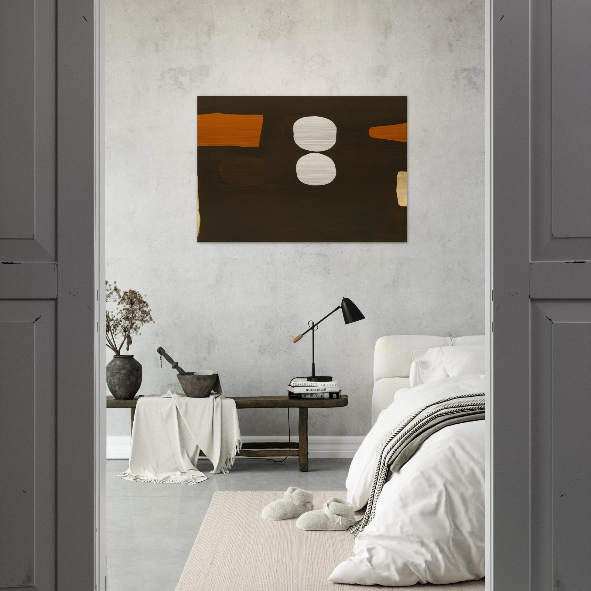 Dark Brown, Orange and White - 1963 - William Scott Brushed Aluminum Print - 70x100 cm / 28x40 inches | William Scott Aluminum Print | William Scott Prints