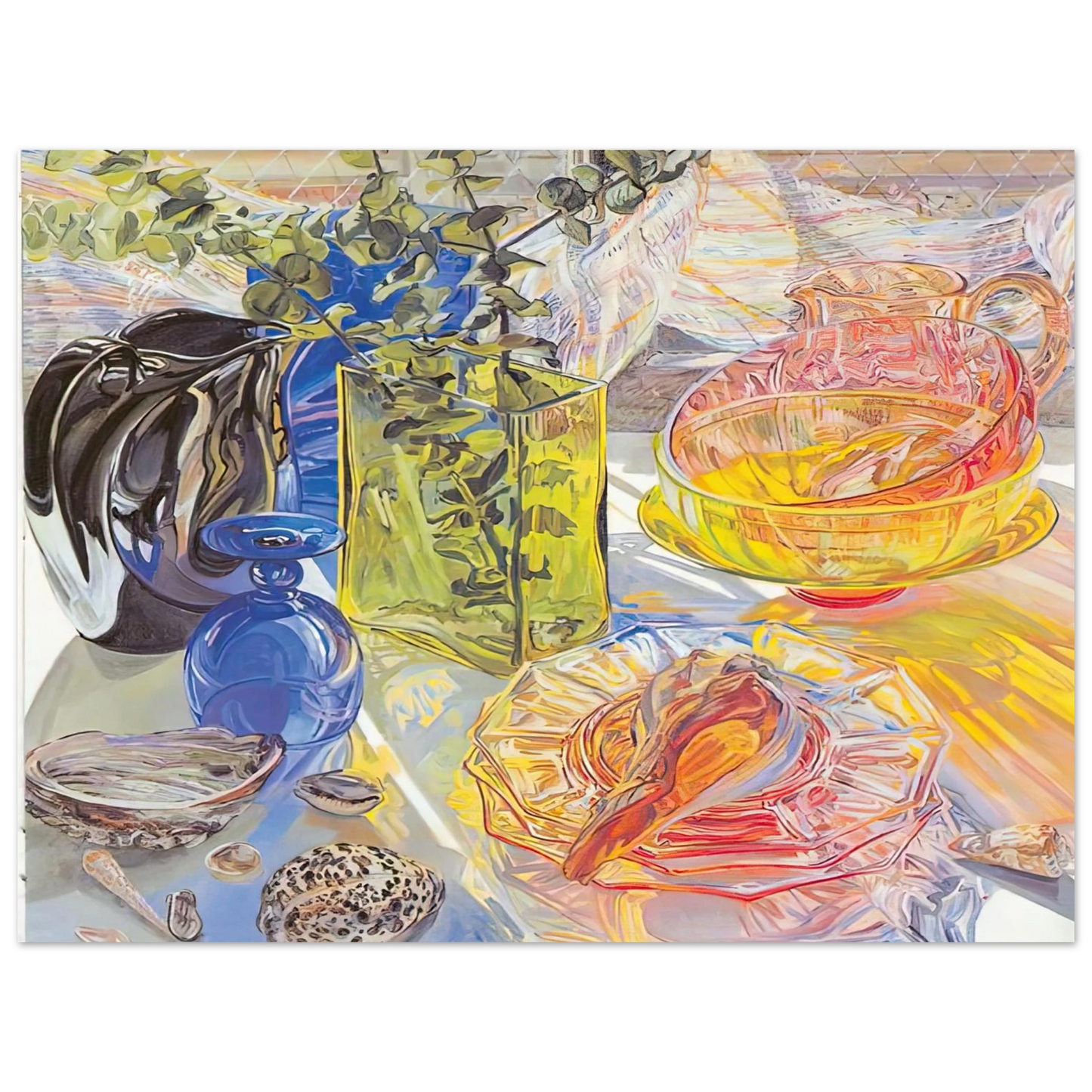 Janet Fish - GLASS AND SHELLS 1990  75x100 cm / 30x40inches Fine Art Poster