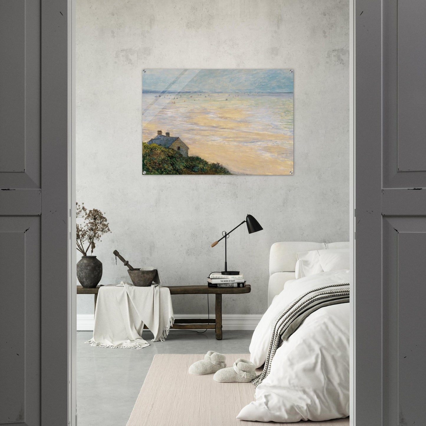 The Hut at Trouville, Low Tide - claude monet Acrylic Print - 70x100 cm / 28x40″ inches | claude monet Wall Art | claude monet Prints