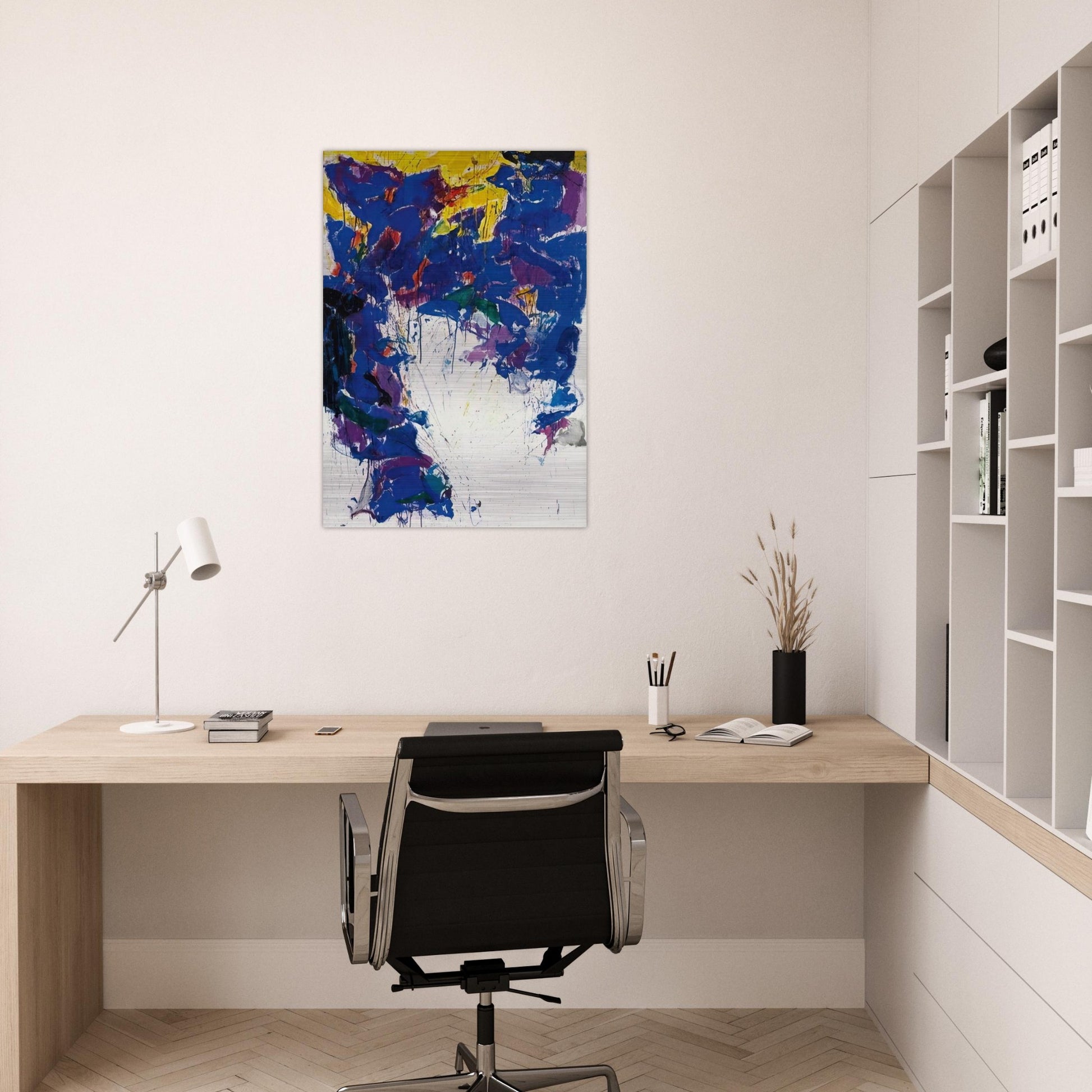 Violet Yellow and White - Sam Francis Brushed Aluminum Print - 70x100 cm / 28x40 inches | Sam Francis Aluminum Print | Sam Francis Prints