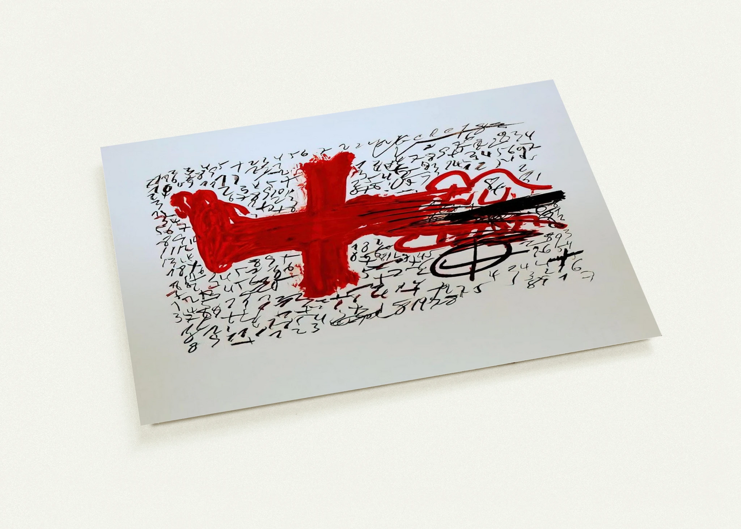 JAMBE ET CHIFFRES 1984 By Antoni Tapies Pack of 10 Post Cards | Antoni Tapies Post Cards | A6 (10.5 x 14.8 cm) - 4.1 x 5.8 inches
