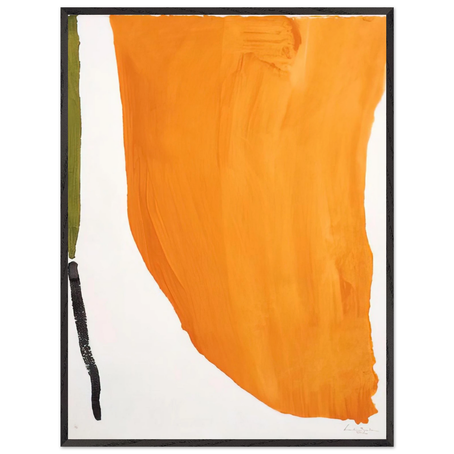 Helen Frankenthaler - Orange Downpour - 1970 Wall art - 27x35 cm / 11x14 inches - Premium Wooden Framed Poster With Fine Art Paper-canvas - Black frame