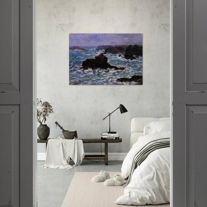 Belle-Ile, Rain Effect - claude monet Brushed Aluminum Print - 70x100 cm / 28x40 inches | claude monet Aluminum Print | claude monet Prints