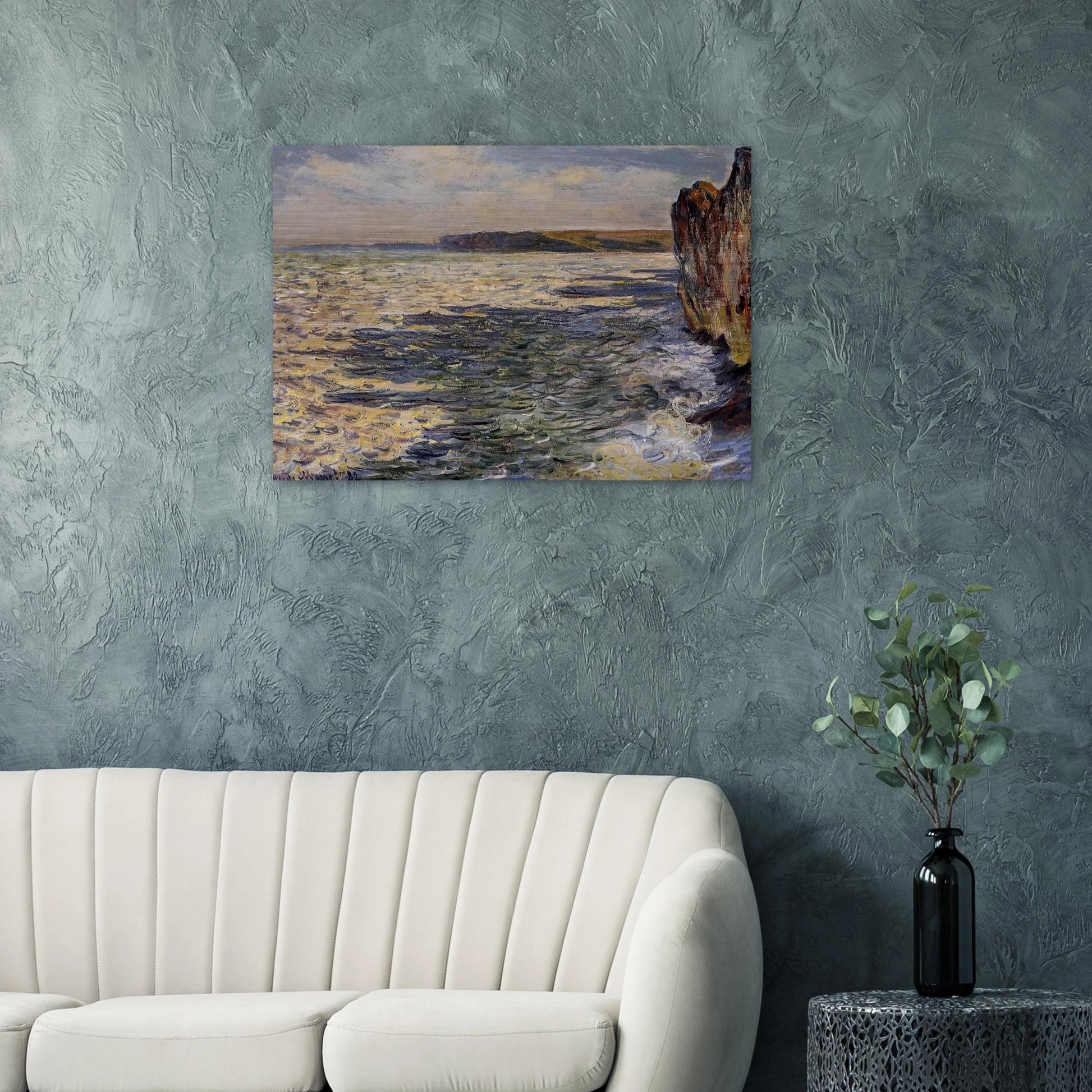 Waves and Rocks at Pourville - claude monet Brushed Aluminum Print - 70x100 cm / 28x40 inches | claude monet Aluminum Print | claude monet Prints