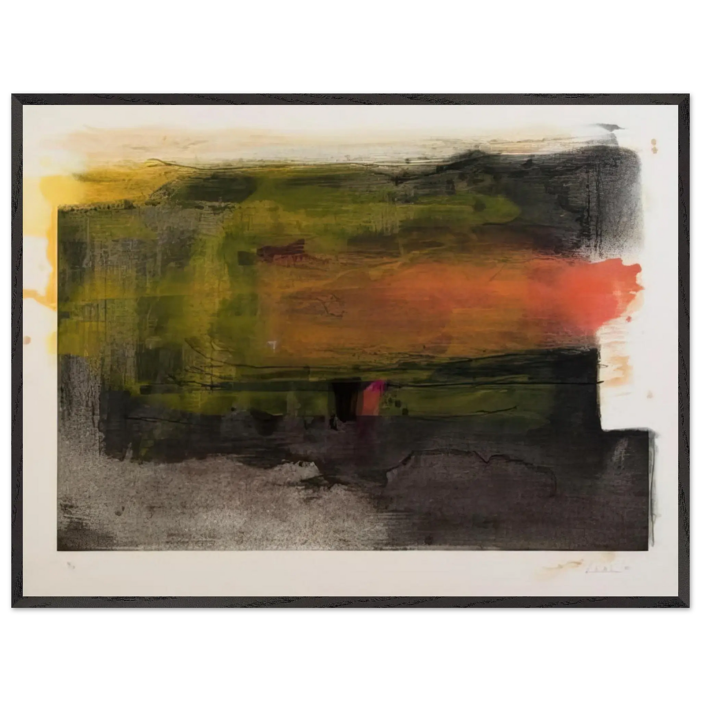 Helen Frankenthaler - Deep Sun - 1983 Wall art - 30x45 cm / 12x18 Inches - Premium Wooden Framed Poster With Fine Art Paper - Wood frame