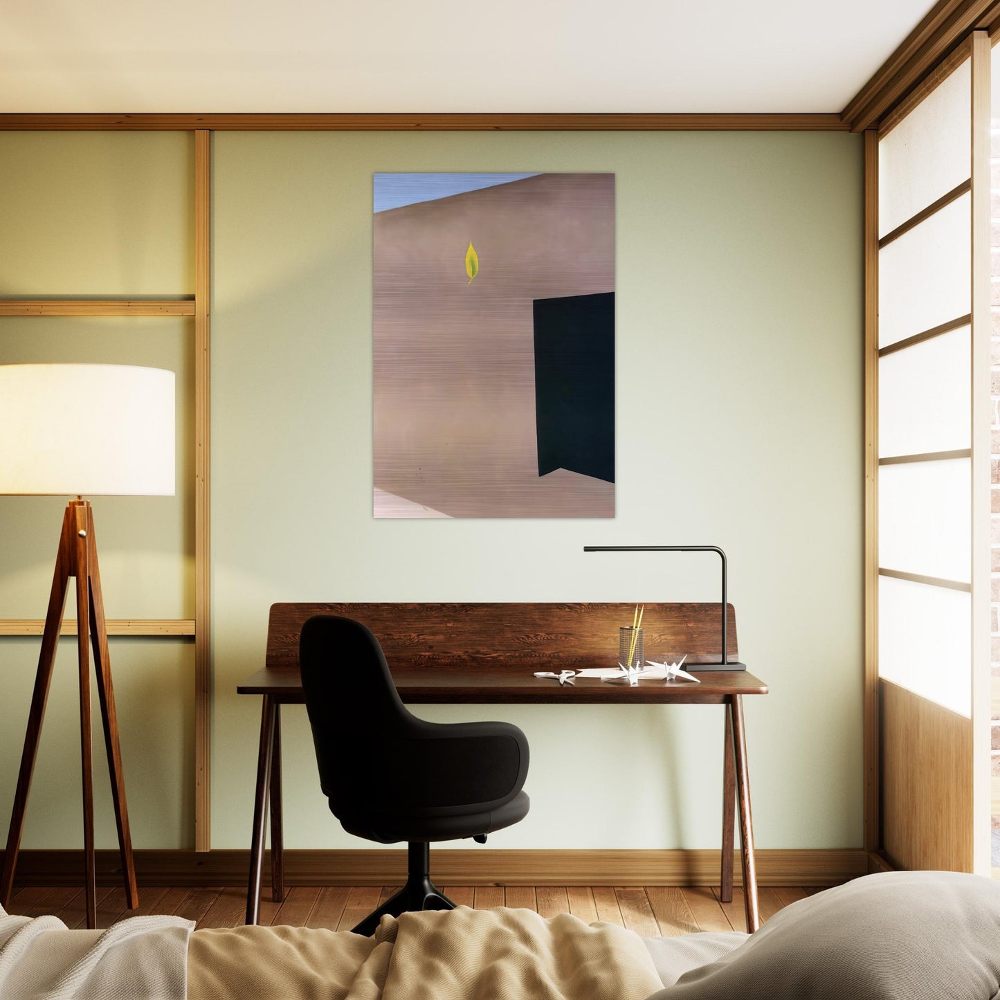 Patio Door with Green Leaf - Georgia O'Keeffe Brushed Aluminum Print - 70x100 cm / 28x40 inches | Georgia O'Keeffe Aluminum Print | Georgia O'Keeffe Prints
