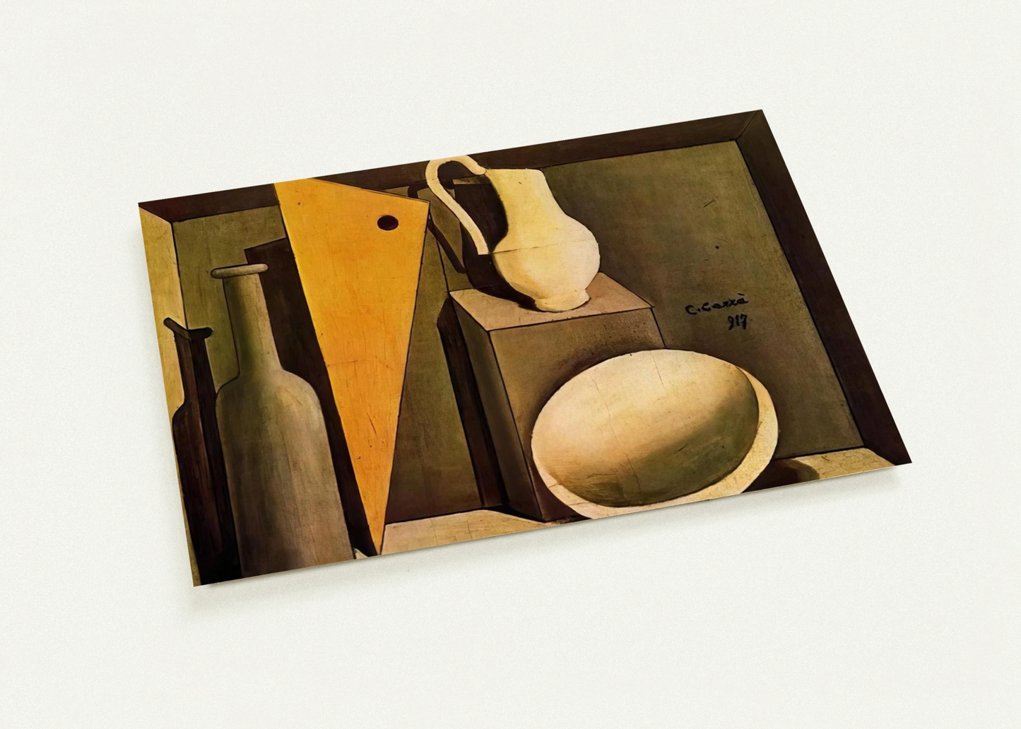 NATURA MORTA CON LA SQUADRA 1917 By Carlo Carra Pack of 10 Post Cards | Carlo Carra Post Cards | A6 (10.5 x 14.8 cm) - 4.1 x 5.8 inches