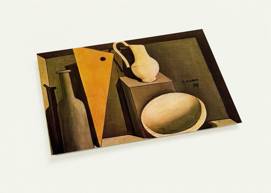NATURA MORTA CON LA SQUADRA 1917 By Carlo Carra Pack of 10 Post Cards | Carlo Carra Post Cards | A6 (10.5 x 14.8 cm) - 4.1 x 5.8 inches