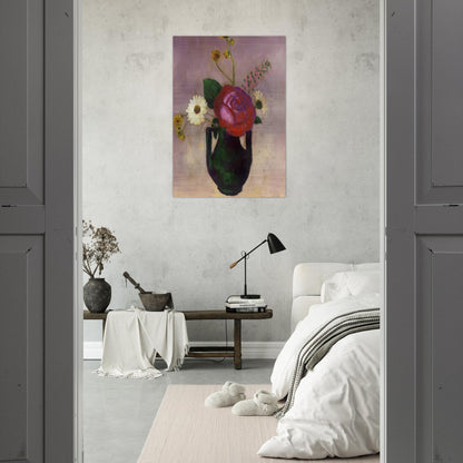 ROSE AND DAISY - Odilon Redon Brushed Aluminum Print - 70x100 cm / 28x40 inches | Odilon Redon Aluminum Print | Odilon Redon Prints