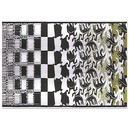 METAMORPHOSIS II EXCERPT 2 - MC Escher Brushed Aluminum Print - 70x100 cm / 28x40 inches | MC Escher Aluminum Print | MC Escher Prints