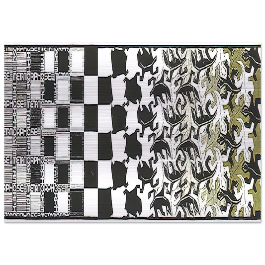 METAMORPHOSIS II EXCERPT 2 - MC Escher Brushed Aluminum Print - 70x100 cm / 28x40 inches | MC Escher Aluminum Print | MC Escher Prints