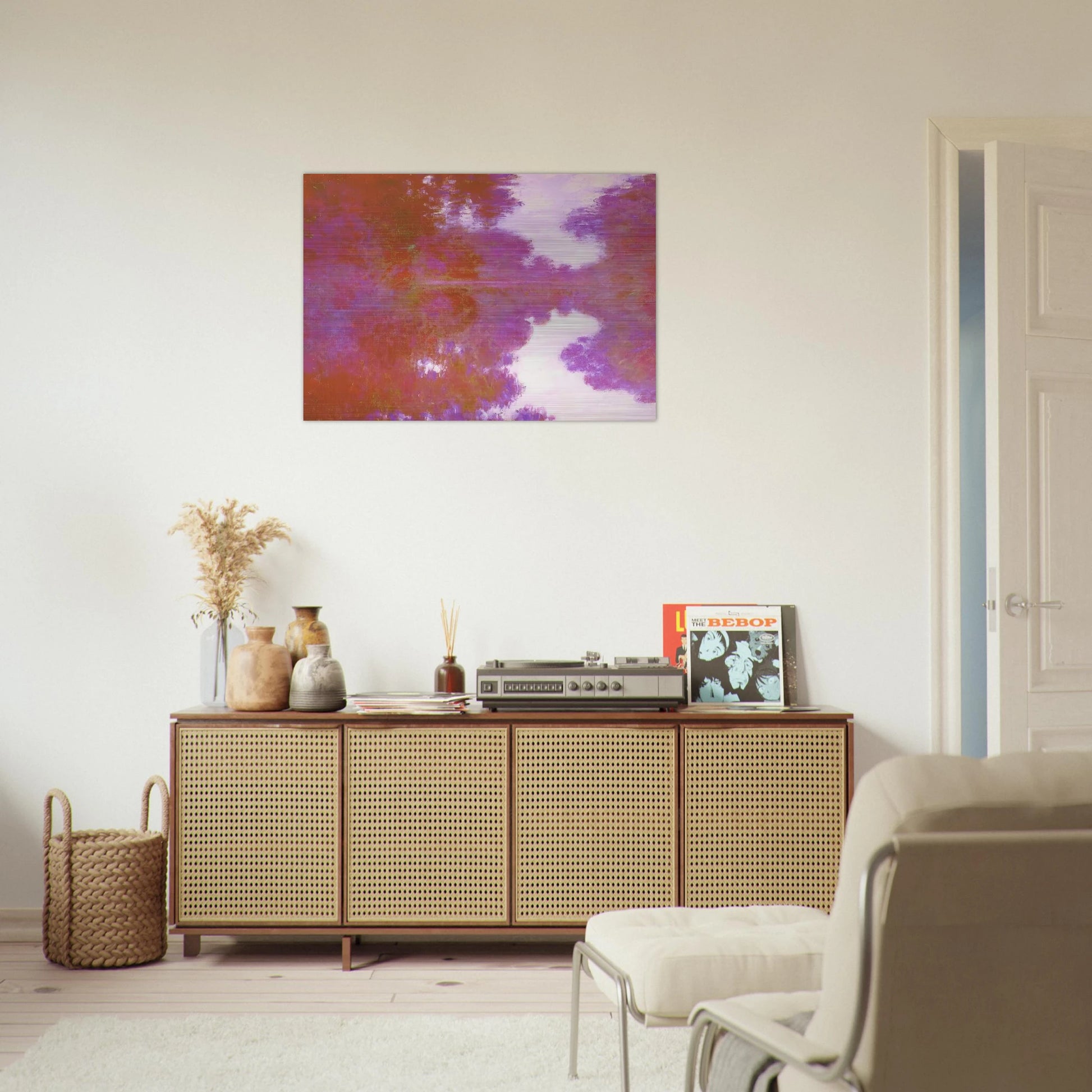 Misty Morning on the Seine, Mauve - claude monet Brushed Aluminum Print - 70x100 cm / 28x40 inches | claude monet Aluminum Print | claude monet Prints