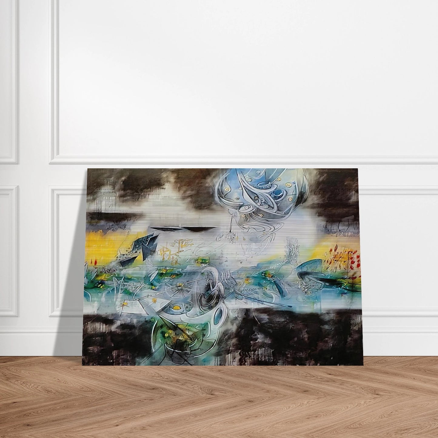 ABRIR EL CUBO Y ENCONTRAR LA VIDA - Roberto Matta Brushed Aluminum Print - 70x100 cm / 28x40 inches | Roberto Matta Aluminum Print | Roberto Matta Prints