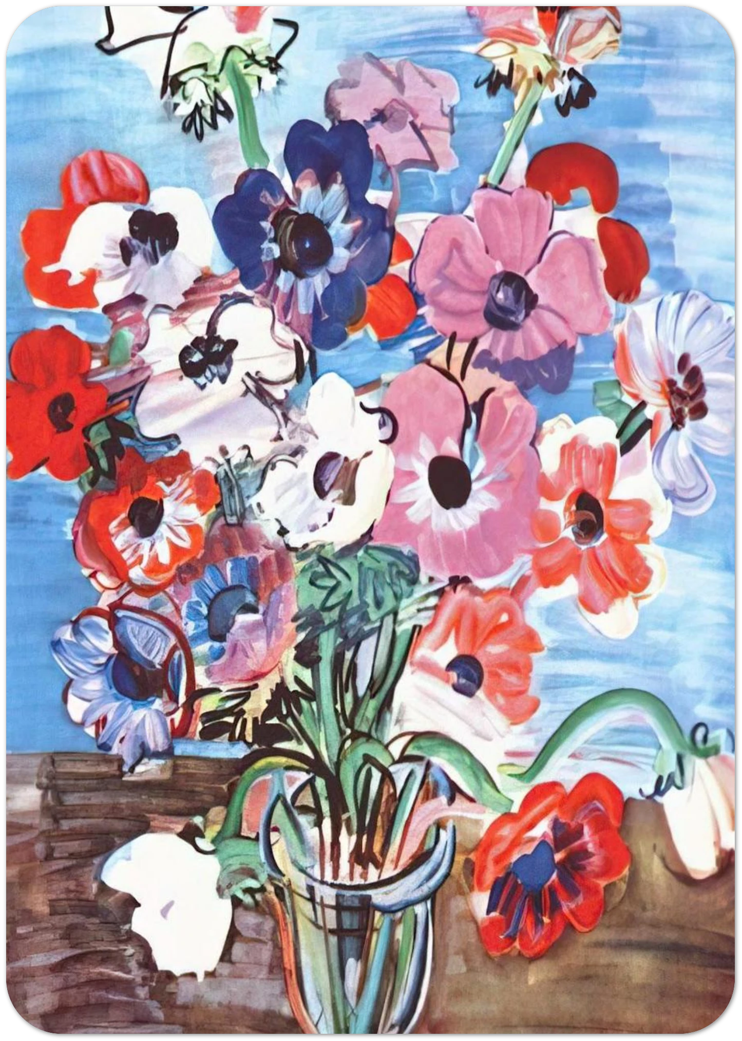 ANEMONES 1937 By Raoul Dufy Pack of 10 Post Cards | Raoul Dufy Post Cards | A6 (10.5 x 14.8 cm) - 4.1 x 5.8 inches