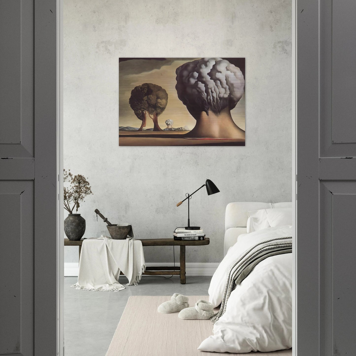 HREE SPHINXES OF BIKINI - Salvador Dali Brushed Aluminum Print - 70x100 cm / 28x40 inches | Salvador Dali Aluminum Print | Salvador Dali Prints