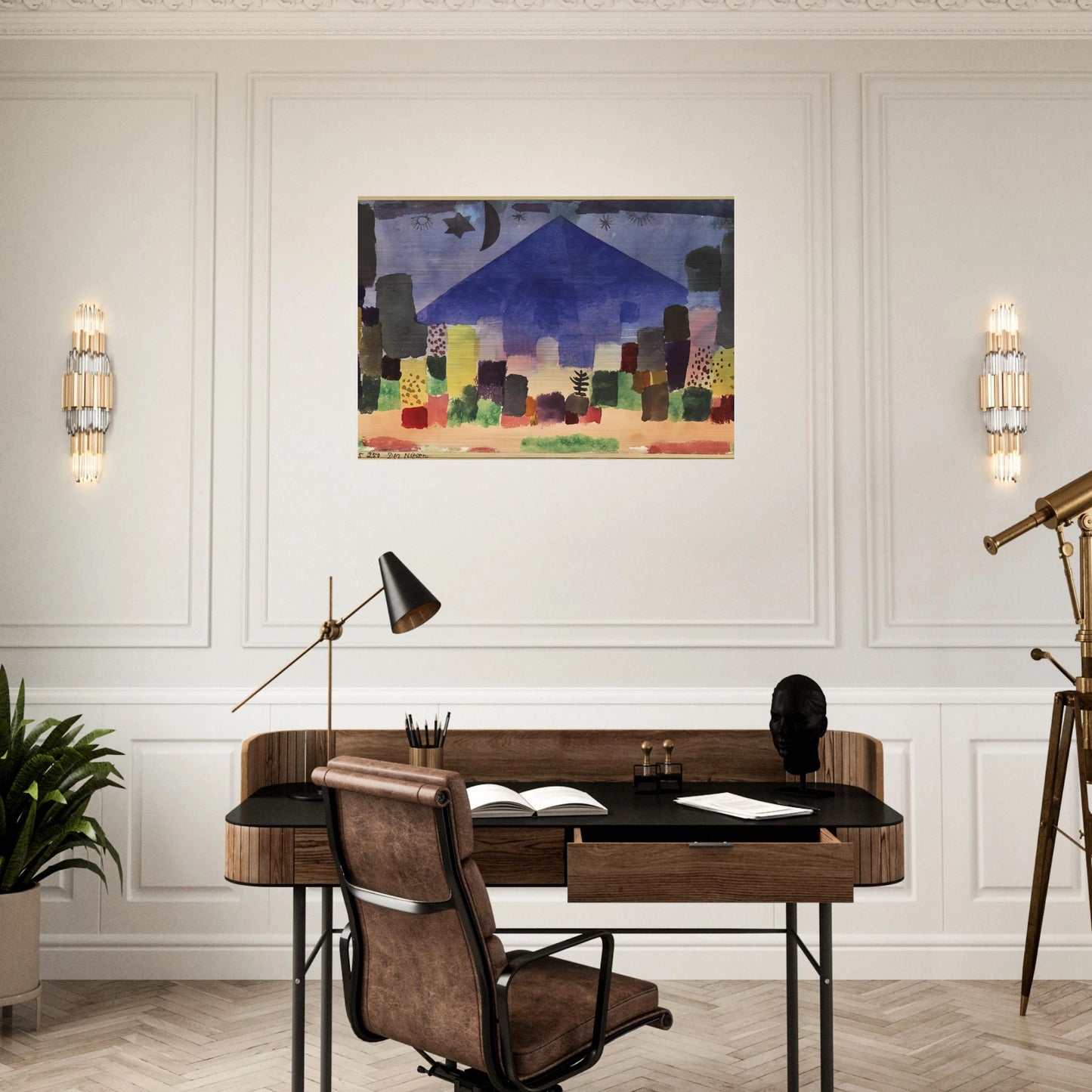 MOUNT NIESEN 1915 - Paul Klee Brushed Aluminum Print - 70x100 cm / 28x40 inches | Paul Klee Aluminum Print | Paul Klee Prints