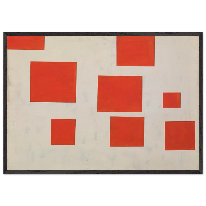 Komposition mit 8 roten Rechtecken Composition with 8 Red Rectangles - 1964 - Blinky Palermo 70x100 cm / 28x40 inches Framed Art Print – Black Wooden Frame