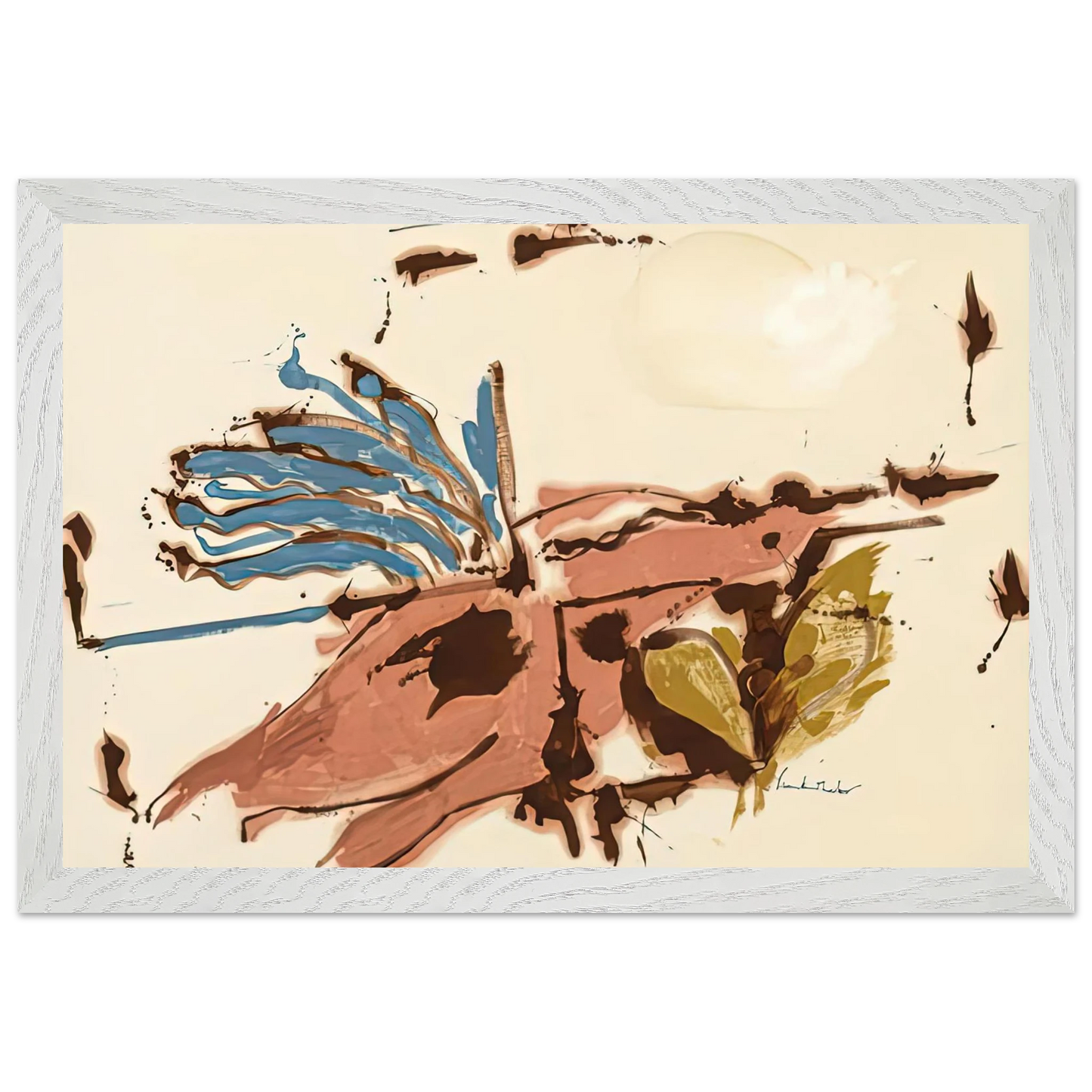 Helen Frankenthaler - Pink Bird Figure I, 1961- Wall Art - 21x29.7 cm / 8x12" - Premium Wooden Framed Poster With Fine Art Paper-canvas - Black frame