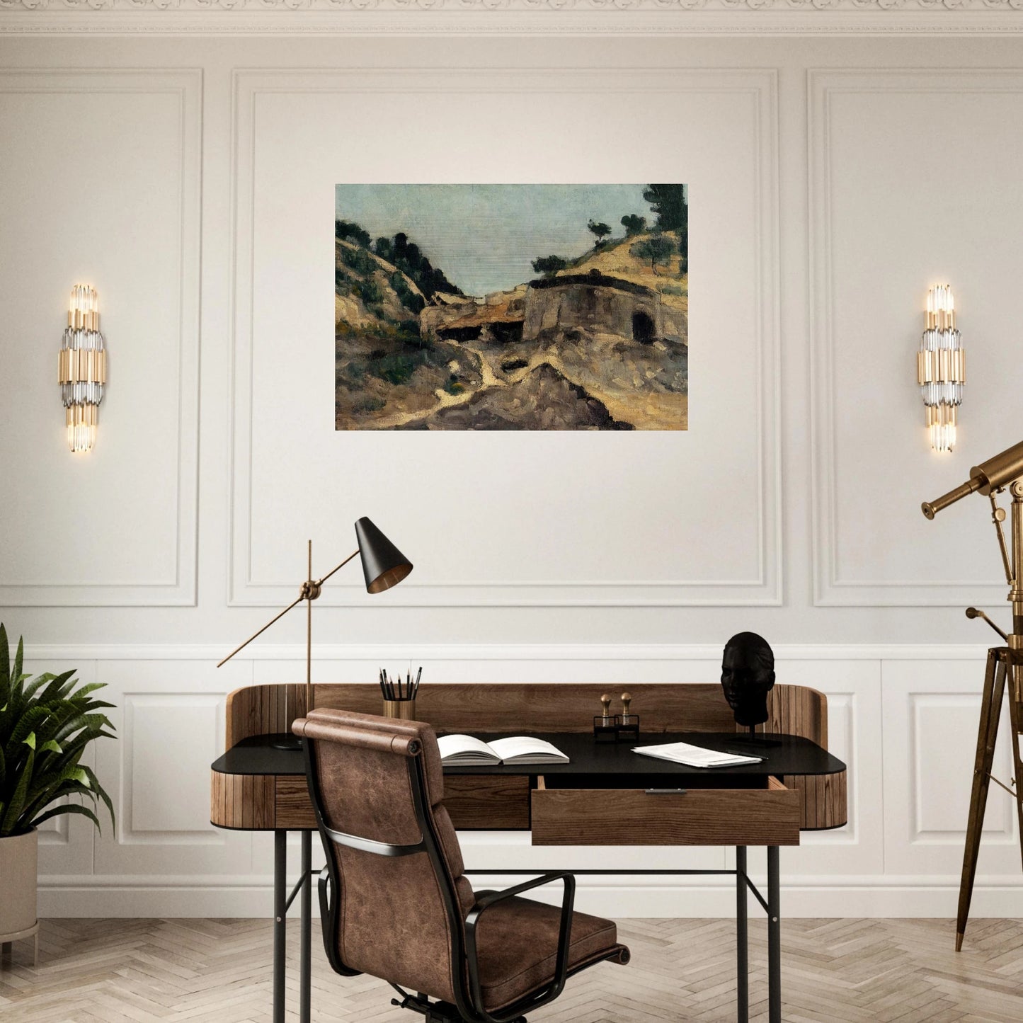 Landscape with Watermill - Paul Cézanne Brushed Aluminum Print - 70x100 cm / 28x40 inches | Paul Cézanne Aluminum Print | Paul Cézanne Prints