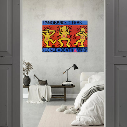 IGNORANCE FEAR 1989 - Keith Haring Brushed Aluminum Print - 70x100 cm / 28x40 inches | Keith Haring Aluminum Print | Keith Haring Prints