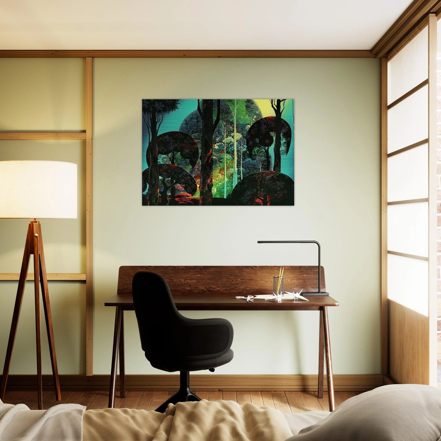 Fired by Sun - Eyvind Earle Brushed Aluminum Print - 70x100 cm / 28x40 inches | Eyvind Earle Aluminum Print | Eyvind Earle Prints