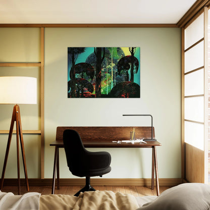 Fired by Sun - Eyvind Earle Brushed Aluminum Print - 70x100 cm / 28x40 inches | Eyvind Earle Aluminum Print | Eyvind Earle Prints