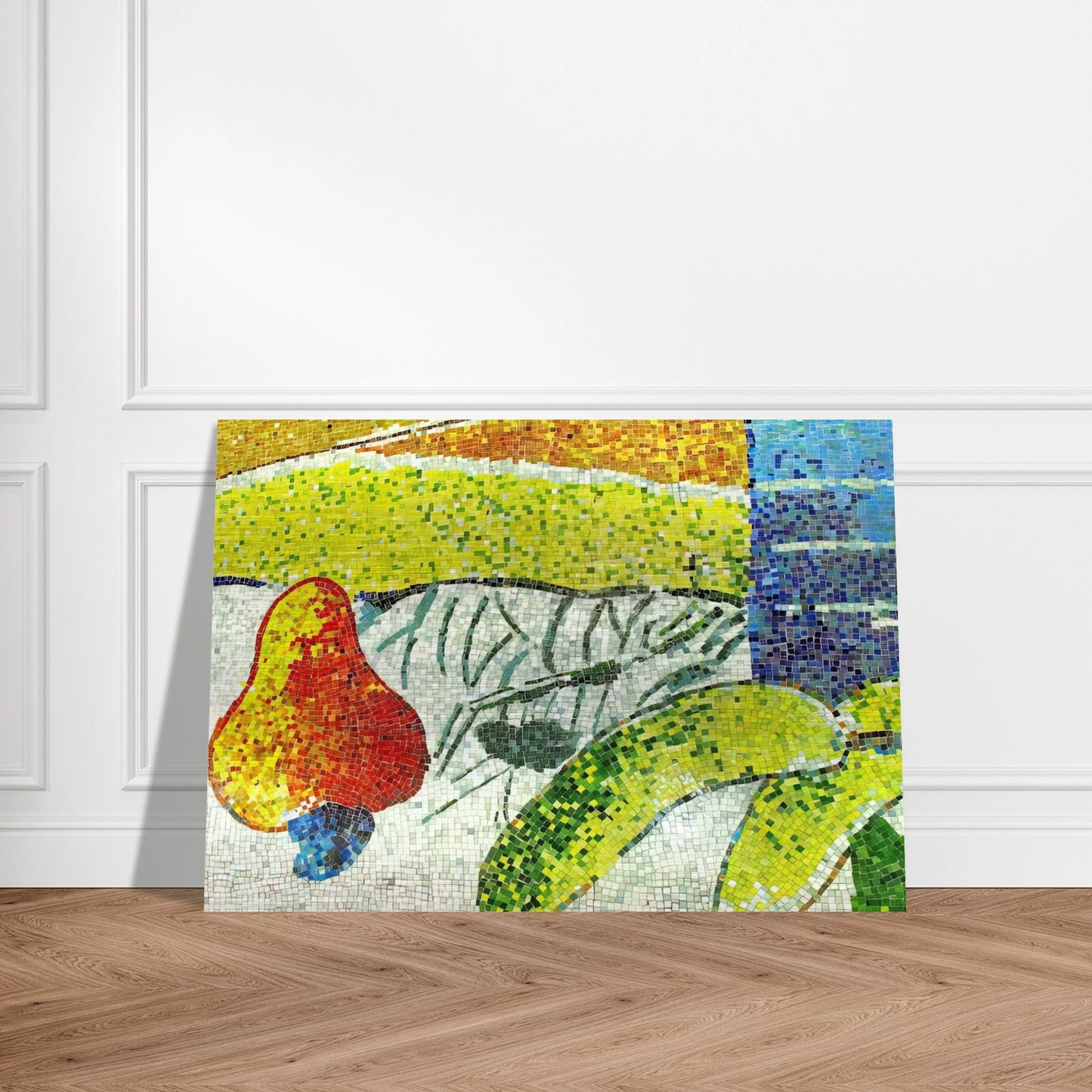 Caju e Bananas - Naïve Art Primitivism - Aldemir Martins Brushed Aluminum Print - 70x100 cm / 28x40 inches | Aldemir Martins Aluminum Print | Aldemir Martins Prints