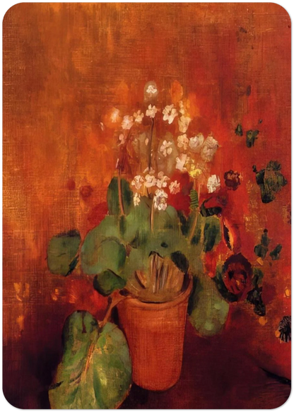 FLOWERS IN A POT ON A RED BACKGROUND By Odilon Redon Pack of 10 Post Cards | Odilon Redon Post Cards | A6 (10.5 x 14.8 cm) - 4.1 x 5.8 inches