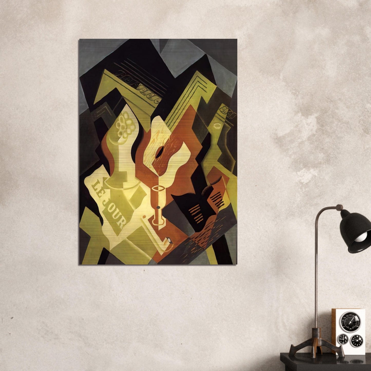 GUITAR AND FRUIT DISH - Juan Gris Brushed Aluminum Print - 70x100 cm / 28x40 inches | Juan Gris Aluminum Print | Juan Gris Prints