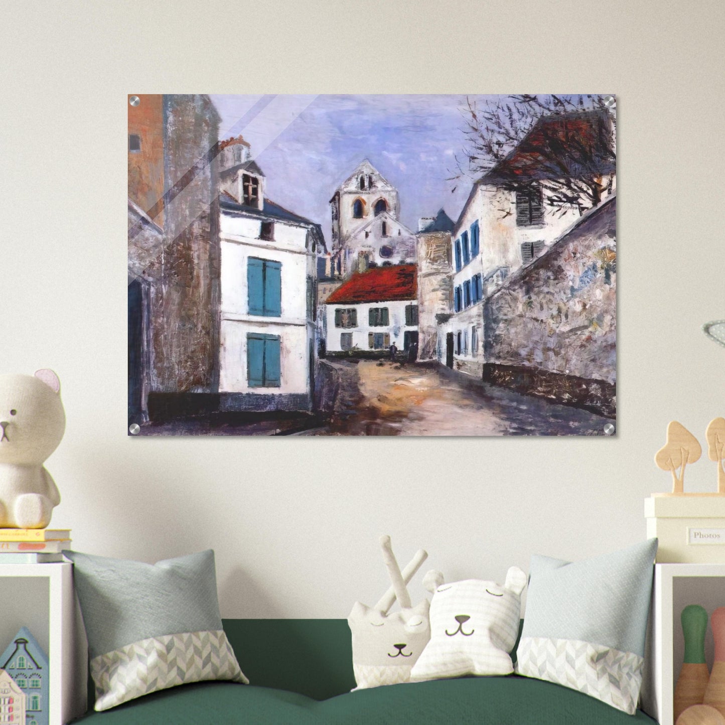 VILLAGE STREET - Maurice Utrillo Acrylic Print - 70x100 cm / 28x40″ inches | Maurice Utrillo Wall Art | Maurice Utrillo Prints
