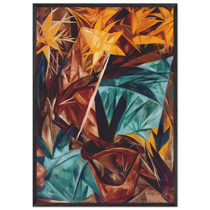 Rayonist lilies - 1913 - Natalia Goncharova 70x100 cm / 28x40 inches Framed Art Print – Black Wooden Frame