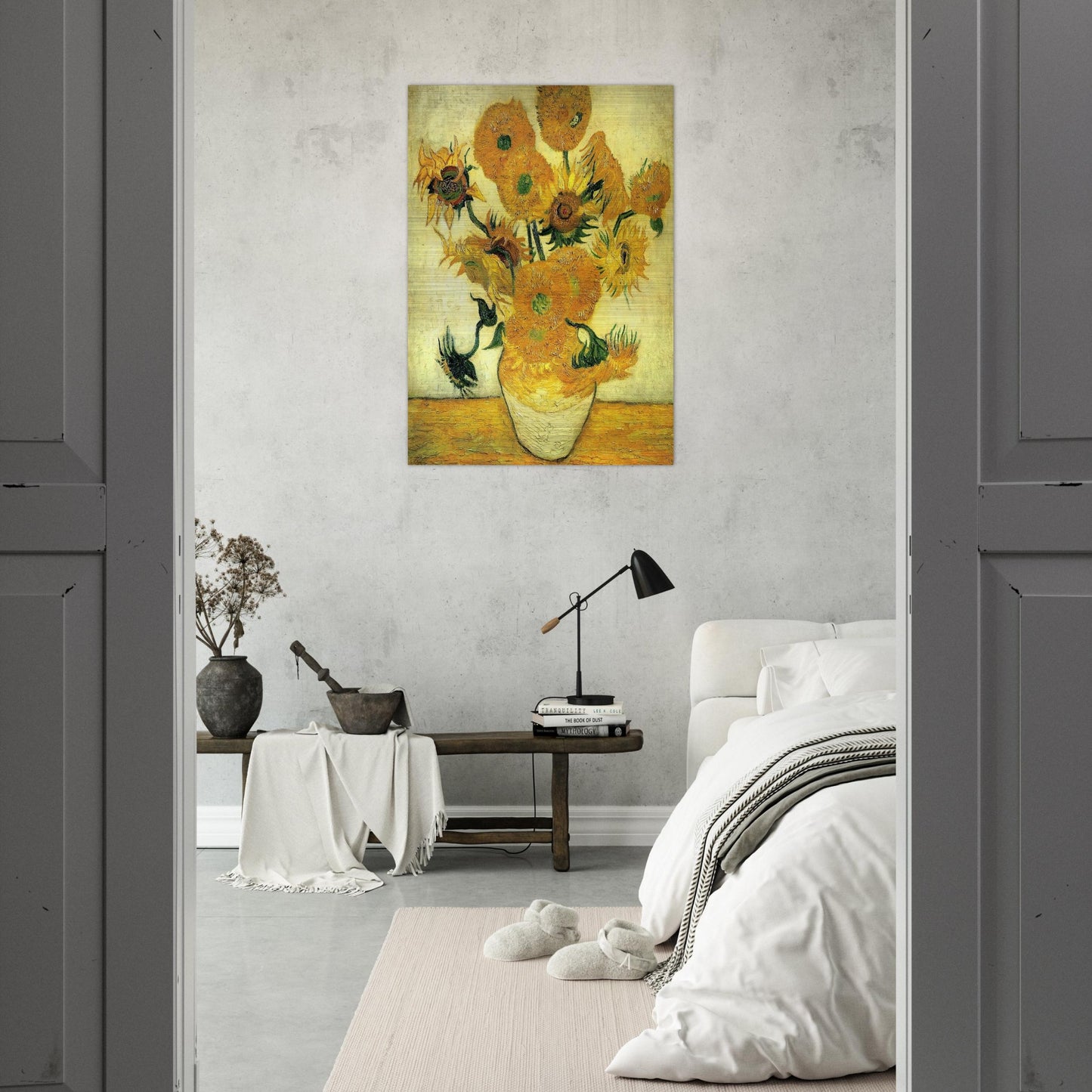 Still Life - Vase with Fourteen Sunflowers - Vincent van Gogh Brushed Aluminum Print - 70x100 cm / 28x40 inches | Vincent van Gogh Aluminum Print | Vincent van Gogh Prints