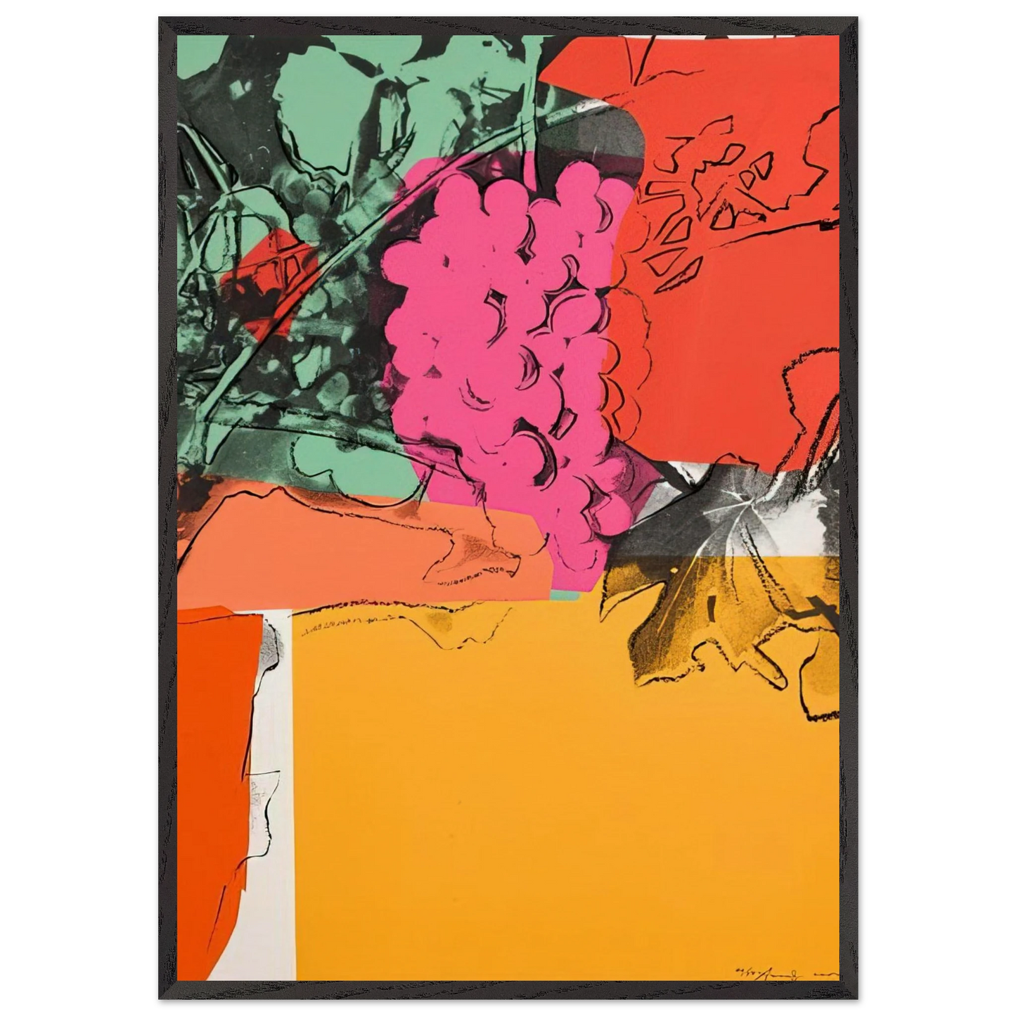 Grapes 1 - Andy Warhol 70x100 cm / 28x40 inches Framed Art Print – Black Wooden Frame