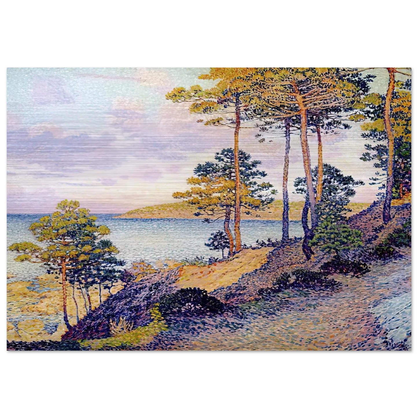 THE POINTE ST PIERRE AT ST TROPEZ 1896 - Theo van Rysselberghe Brushed Aluminum Print - 70x100 cm / 28x40 inches | Theo van Rysselberghe Aluminum Print | Theo van Rysselberghe Prints