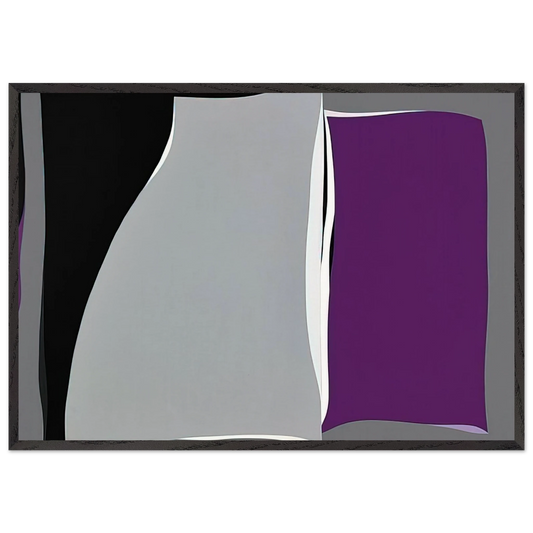 Black  Gray Curves with Purple - 1960 - Karl Benjamin 70x100 cm / 28x40 inches Framed Art Print – Black Wooden Frame